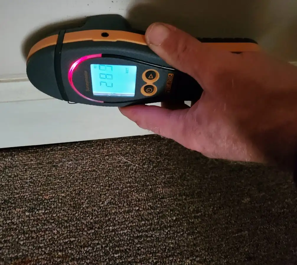 Moisture detection at baseboard during Burst Pipe Cleanup in Wanaque