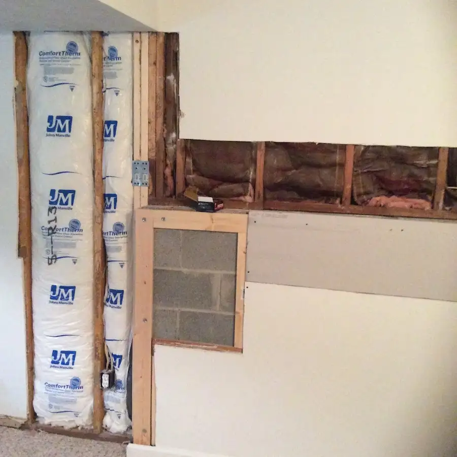 Wall insulation replacement during Basement Flood Cleanup in Wanaque